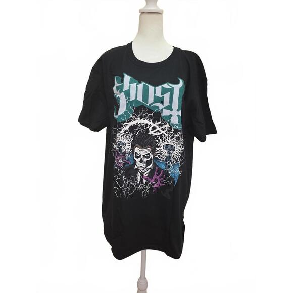 Ghost Band Graphic T-Shirt - Black with Papa Tesla Design, XL - Picture 2 of 9